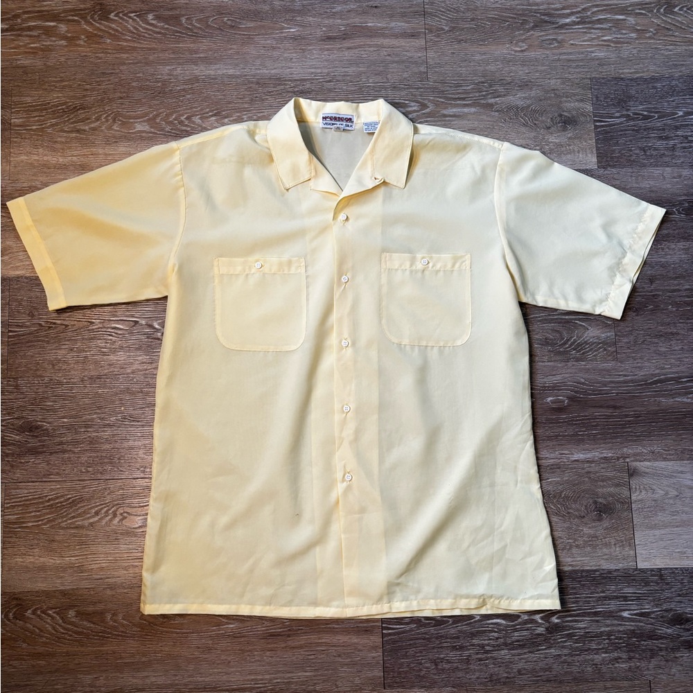 Men's Vintage Yellow Short Sleeve Button Up